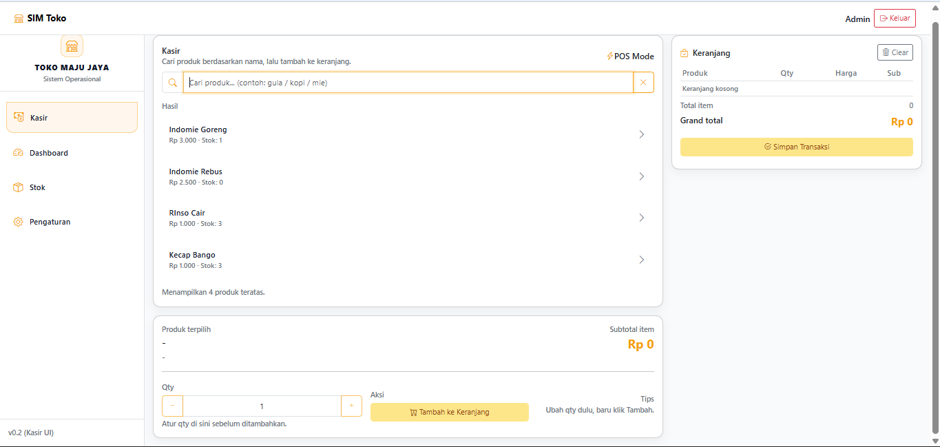 SIM Operasional Toko