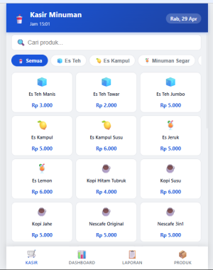Aplikasi Kasir Minuman Digital (Web-Based) - Integrasi Google Sheets